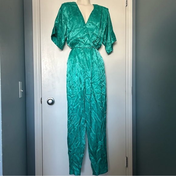 Demaro Pants - Demaro Blue Vintage Short Sleeve Jumpsuit